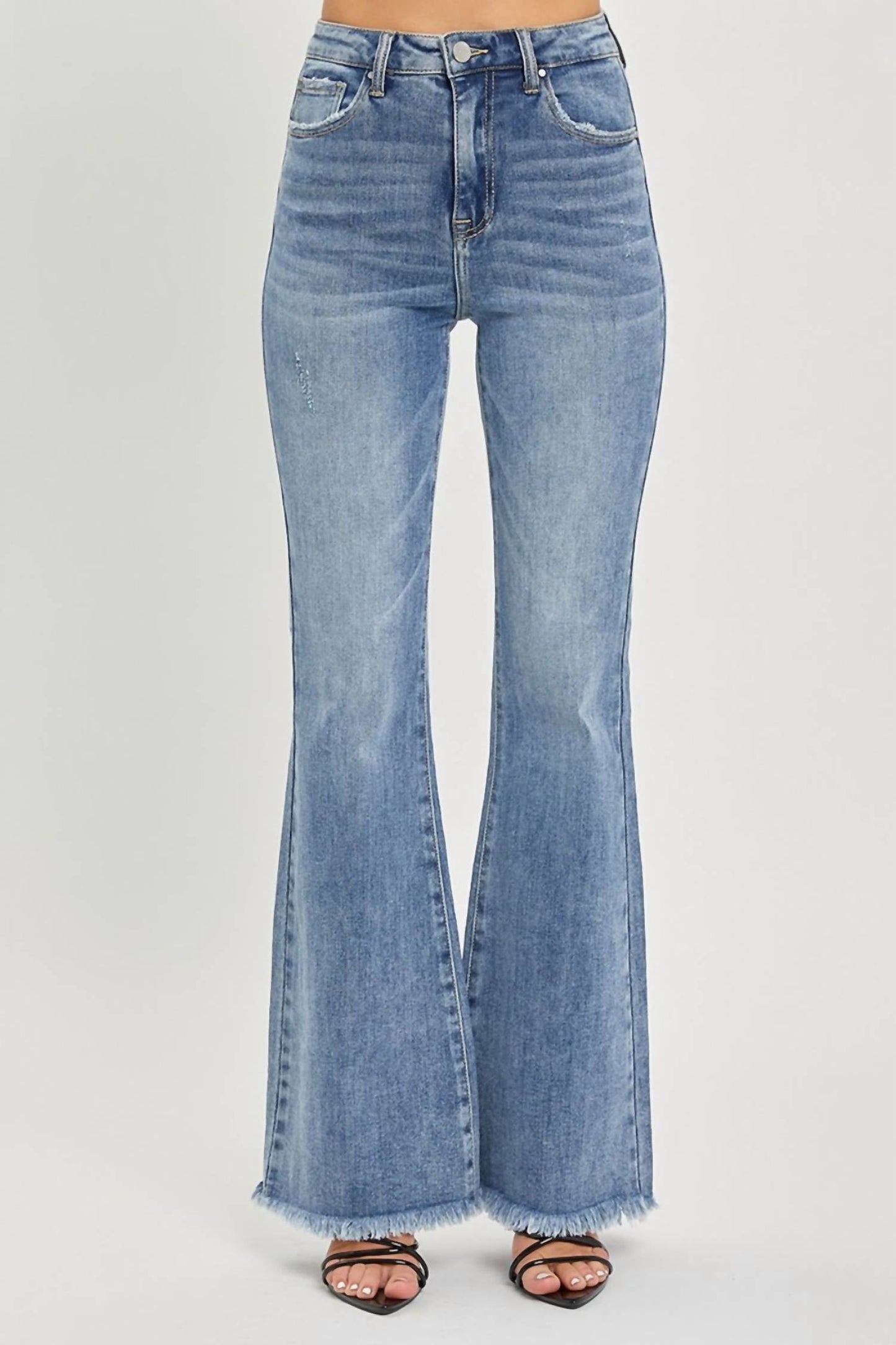 Risen - Frayed Hem Flare Jeans
