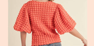 &amp;Merci - Blusa Oasis Texturizada com Manga Balon