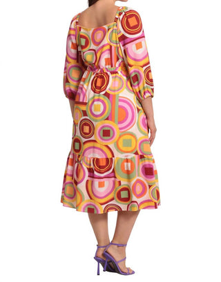 Donna Morgan - Abstract Print 3/4 Sleeve Midi Dress