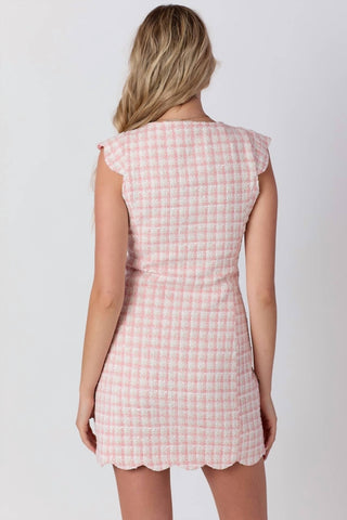 Baby Pink - Scallop Cap Sleeve Mini Dress