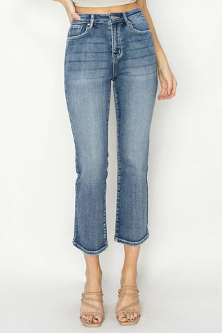 Risen - Calça Jeans Reta Crop de Cintura Alta Mia