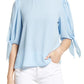 CeCe Tie Sleeve High-Low Blouse in Ocean Blue  Size Small