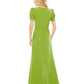 Mac Duggal - Plunge Neck Puff Sleeve Cut Out Gown