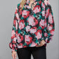 61 Jane - Women's Floral Keyhole Tie Neck Blouse
