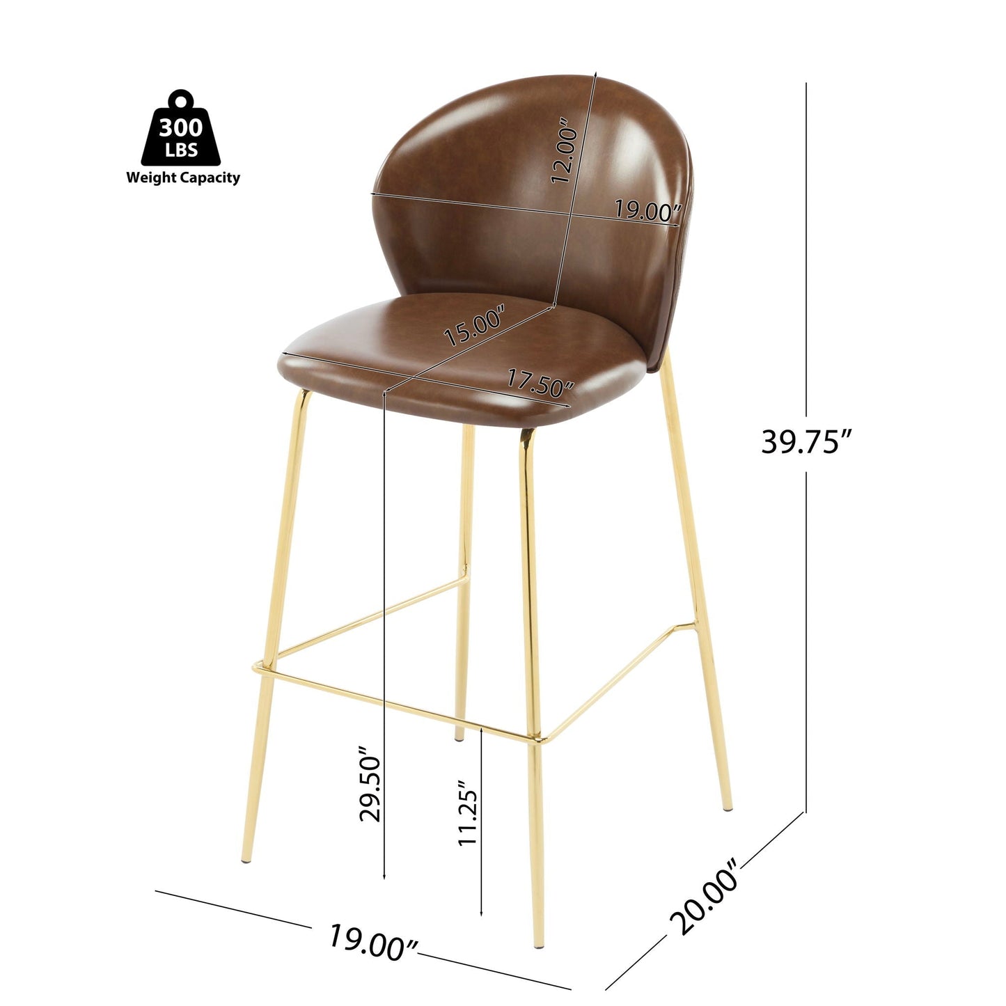 Kira Upholstered Bar Stool Set of 2