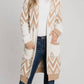 Allie Rose - Cozy Eyelash Chevron Open Cardigan With Pockets