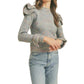&Merci - Ruffled Shoulder Mix Knit Sweater