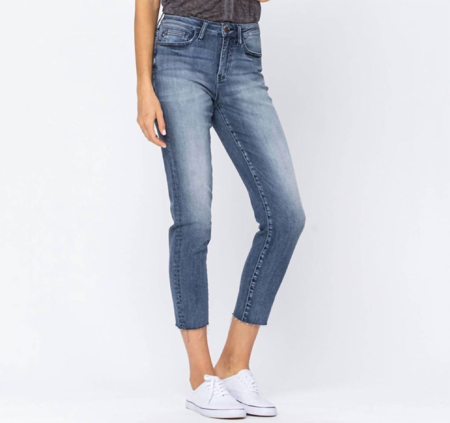 Judy Blue - High Waist Raw Hem Relaxed Fit Jeans