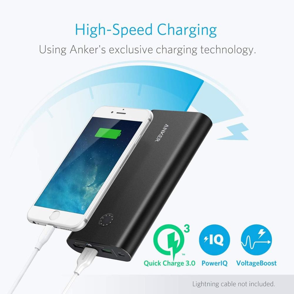 Carregador portátil ANKER PowerCore+ 26800 mAh com Qualcomm QC - Preto