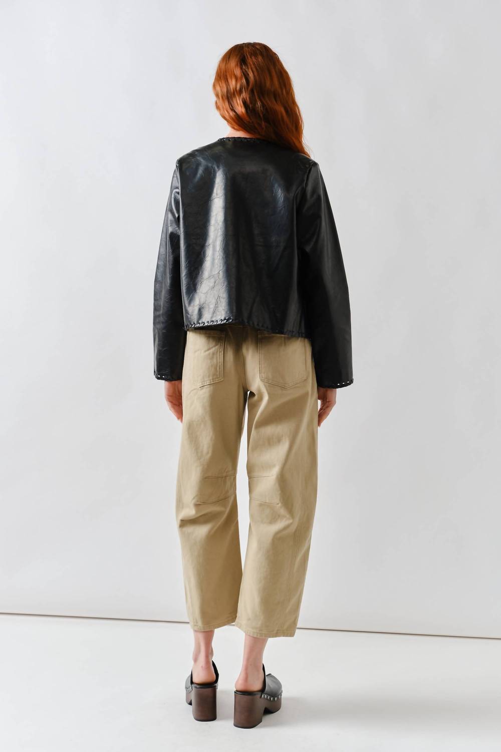 Aaron & Amber - Whipstitch Faux Leather Jacket