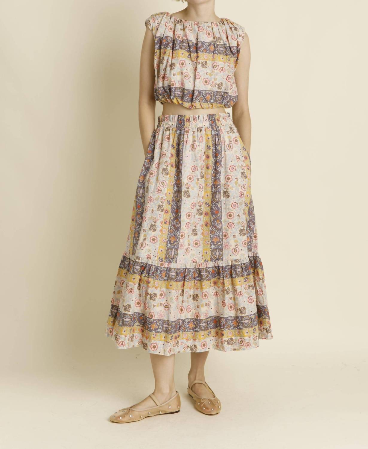 Aureum - Paisley Shirred Top