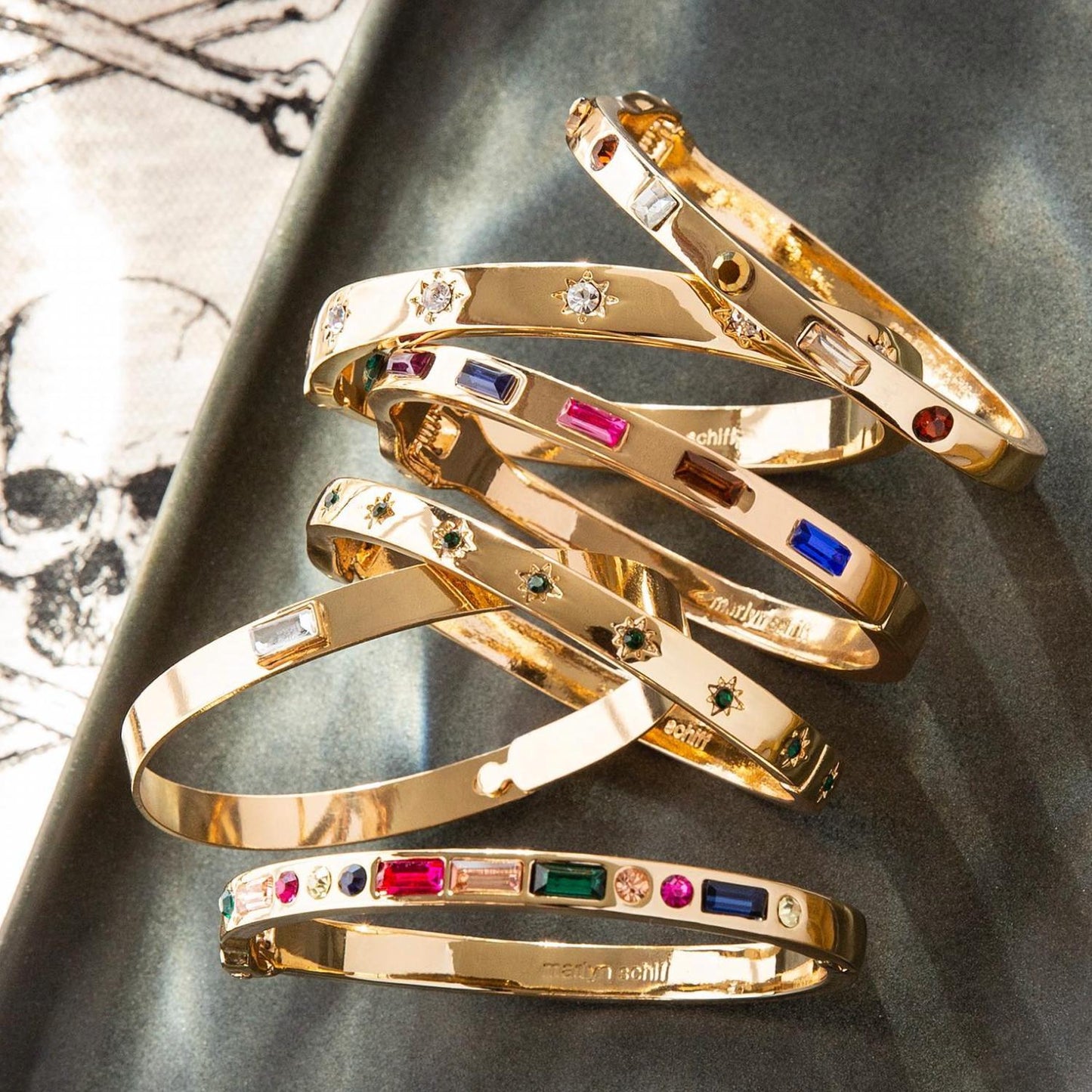 Marlyn Schiff - Women's Multistone Crystal Baguette Bangle