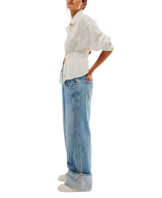 Free People - Calça jeans com punho e cintura baixa Inal Countdown