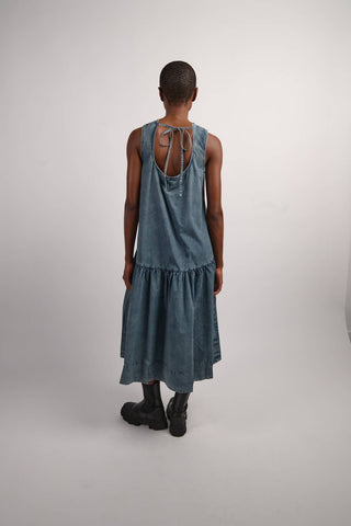 Ganni - Vestido midi de popeline de algodão com costas abertas