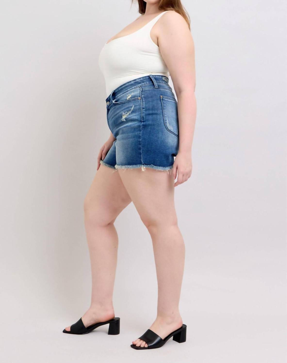 Judy Blue - High Waist V Front W/ Shield Pockets Denim Short