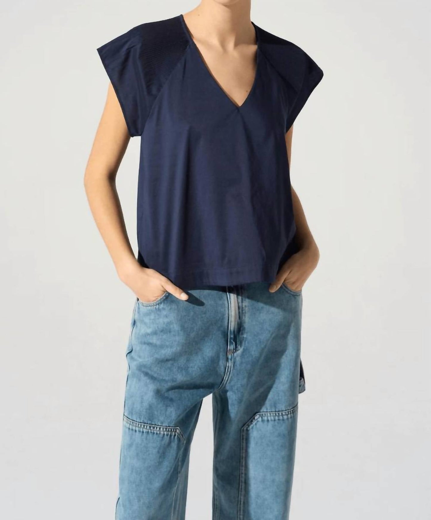 Cotelac - V-neck Cotton-blend Blouse