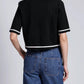 Minnie Rose - Short Sleeve Tipped Cropped Jacket