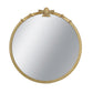 30x31" Round Wall Mirror with Gold Finish and Decorative Leaf Crest