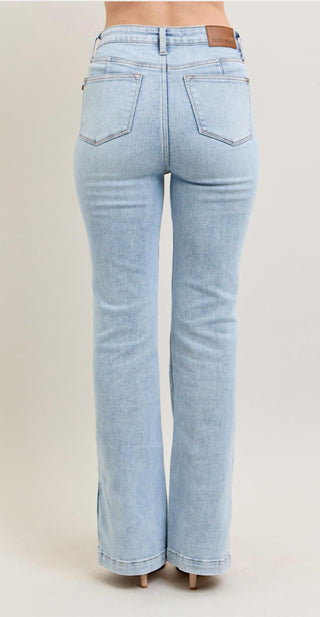 Judy Blue - Calça jeans vintage com fenda lateral e controle de barriga