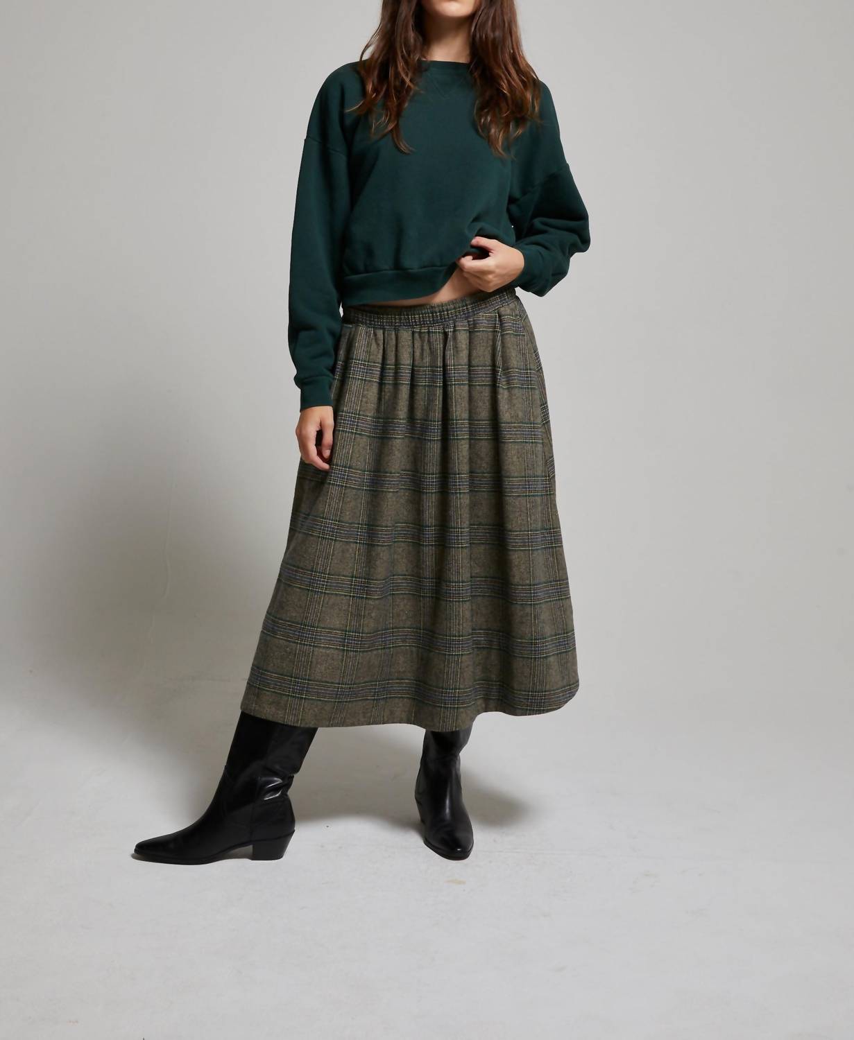 Asher - Scarlet Plaid Midi Skirt