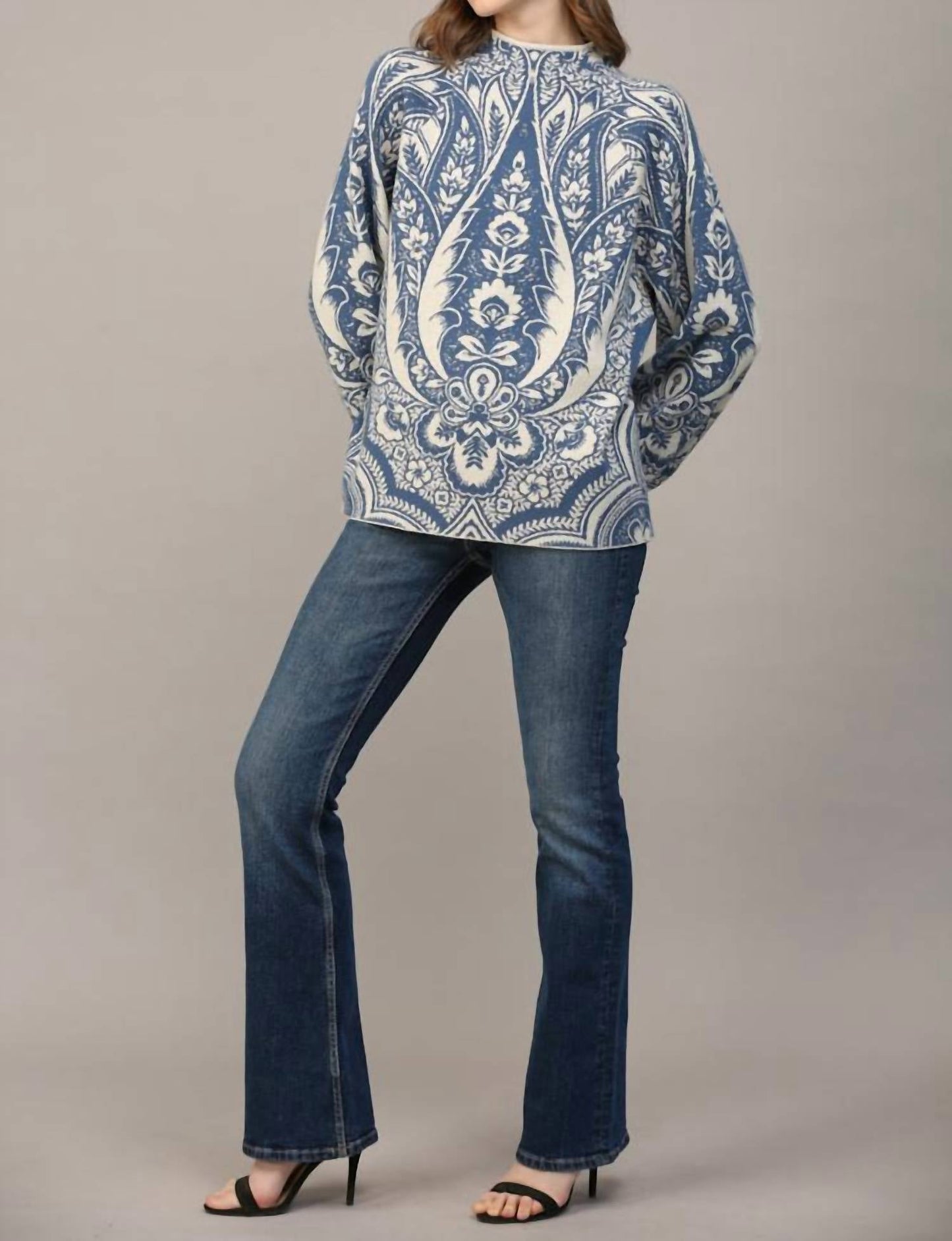 Fate - Jacquard Knit Mock Neck Sweater
