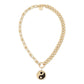Eklexic - Women's Dual Chain Necklace With Lage Enamel Yin Yang Pendant
