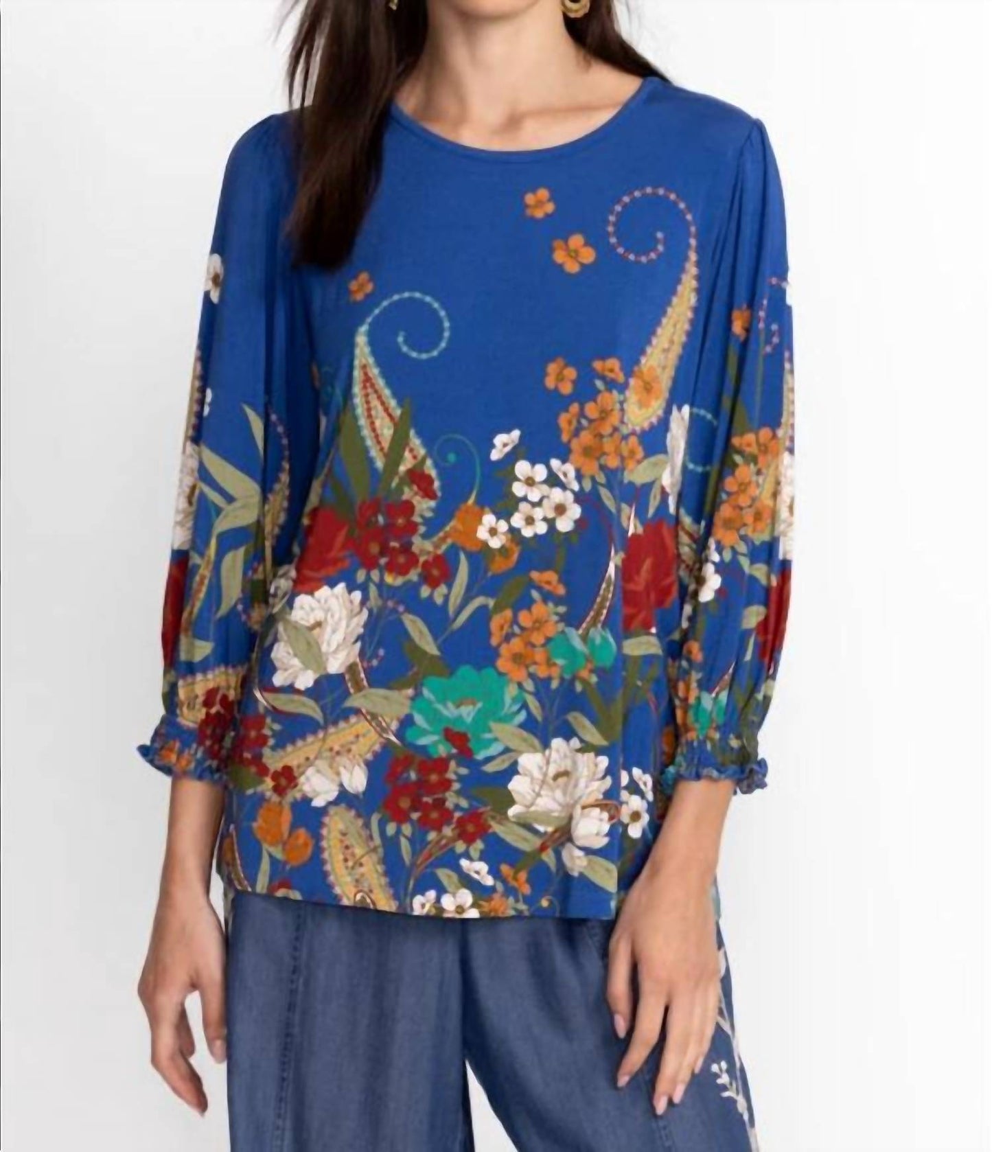 Johnny Was - TEE BEE SMOCKED SLEEVE TEE