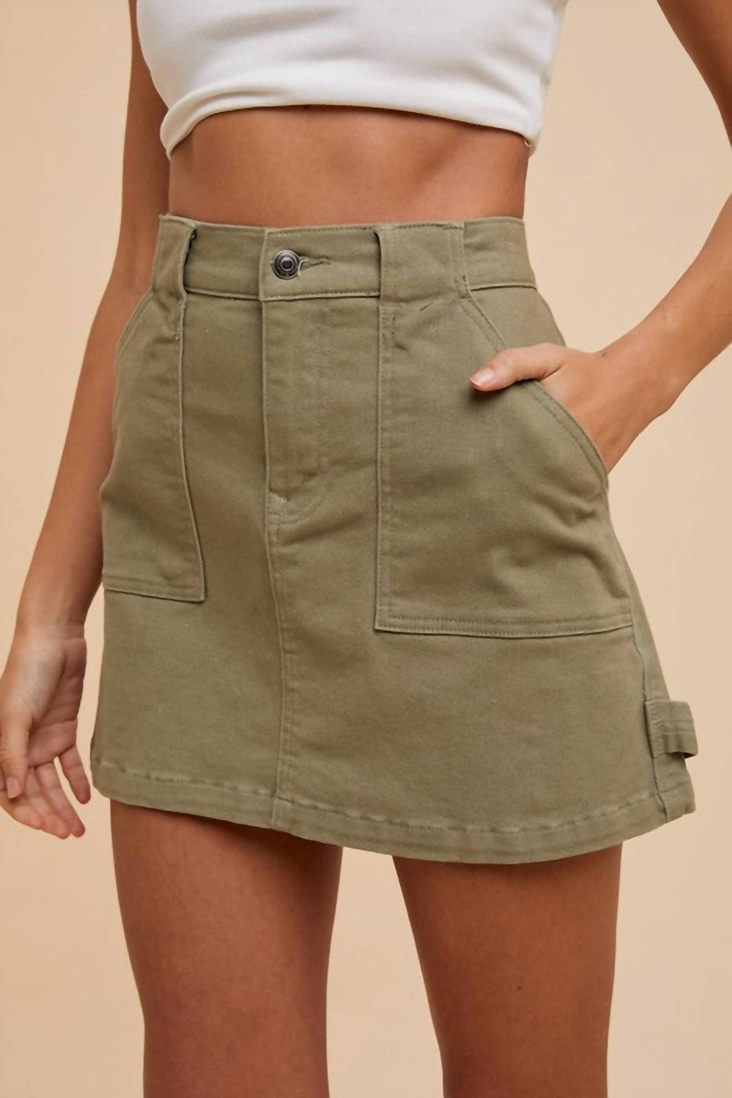 Anniewear - Stretch Cargo Denim Mini Skirt