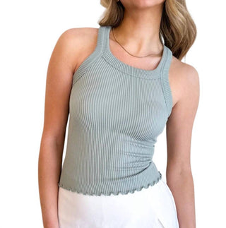 Free People - Regata canelada sem costura