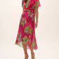 Joseph Ribkoff - Crinkle And Mesh Floral Print Dress