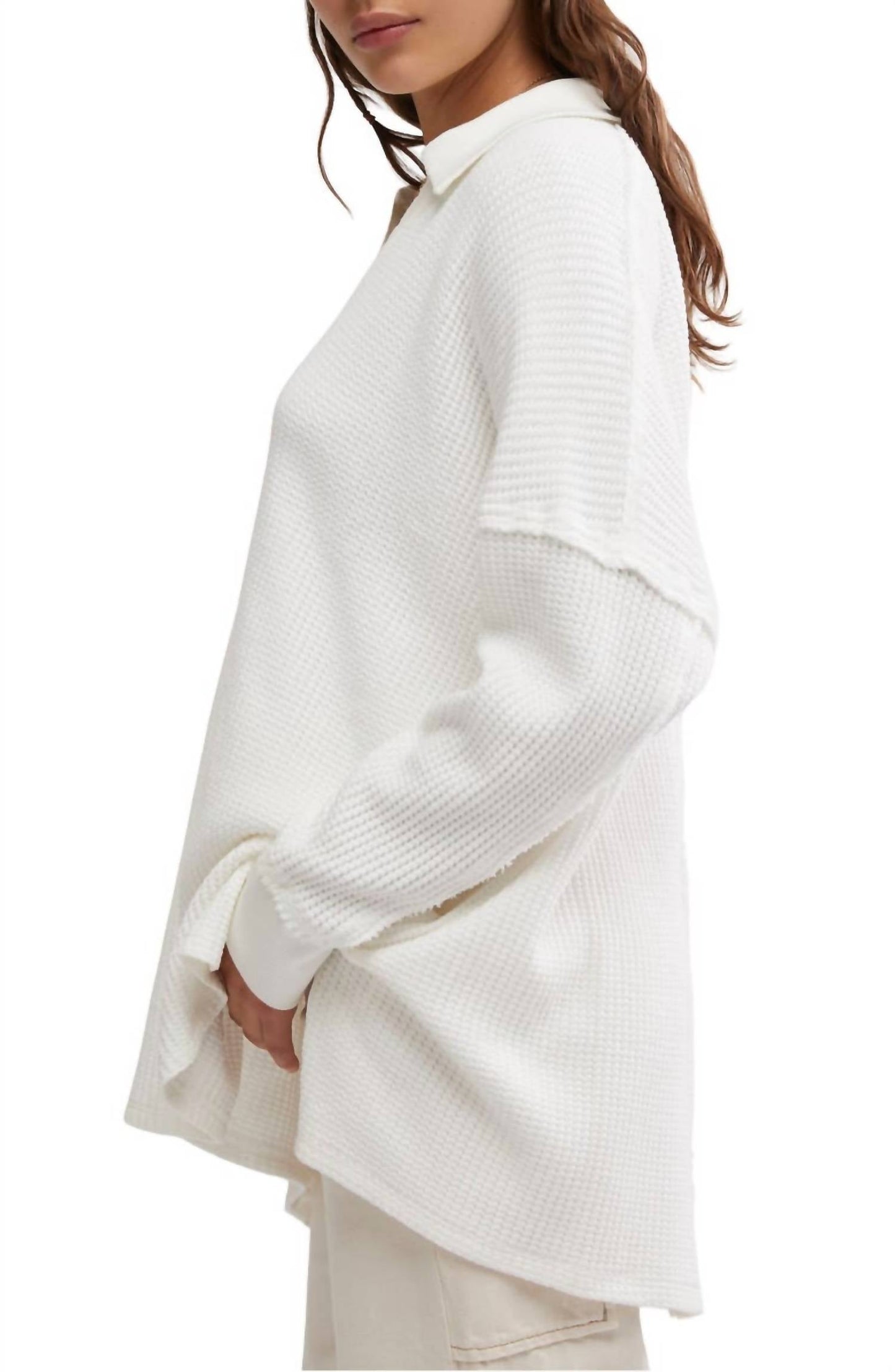 Free People - Travis Oversize Thermal Polo Top