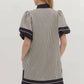 Entro - Stripe Split Collar Mini Dress