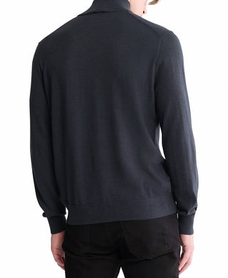 Calvin Klein - Suéter com zíper em mistura de lã merino fina e 1/4