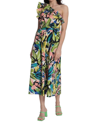 Donna Morgan - Vestido midi floral de um ombro só