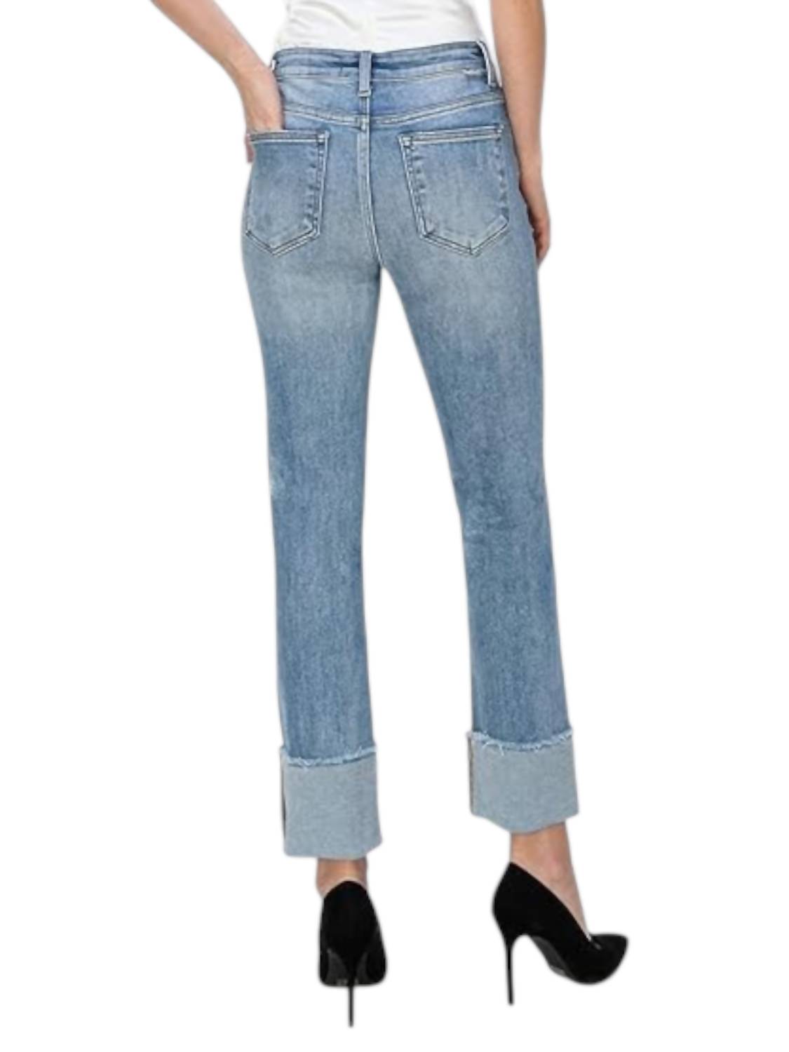 Risen - High Rise Crop Straight Cuffed Slim Jeans