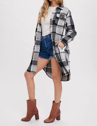 Bluivy - Women's Flannel Plaid Longline Shacket