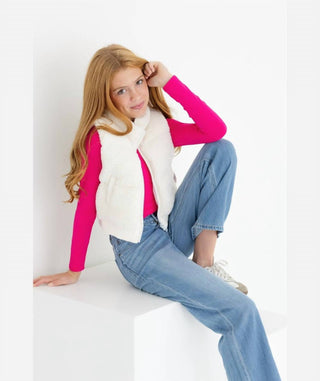 Love Daisy - Colete Puffer Peludo