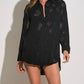Elan - Boyfriend Eyelet Cover Up