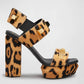 Balmain - Women's Ava Leopard Studded Platform Heeled Sandals