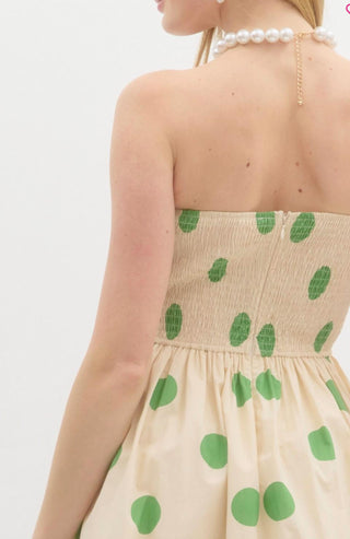 Entro - Polka Dot Strapless Midi Dress