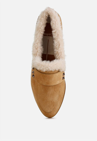 Rag Company - Women's Allie Fur Trim Suede Loafers