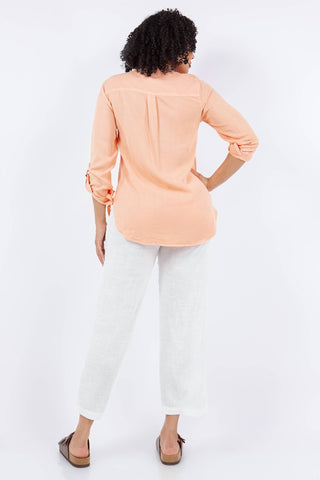 Paparazzi - Camisa de manga comprida com fecho frontal Tencel Slub Snap