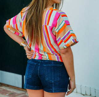 Esqualo - Blusa de malha listrada na frente