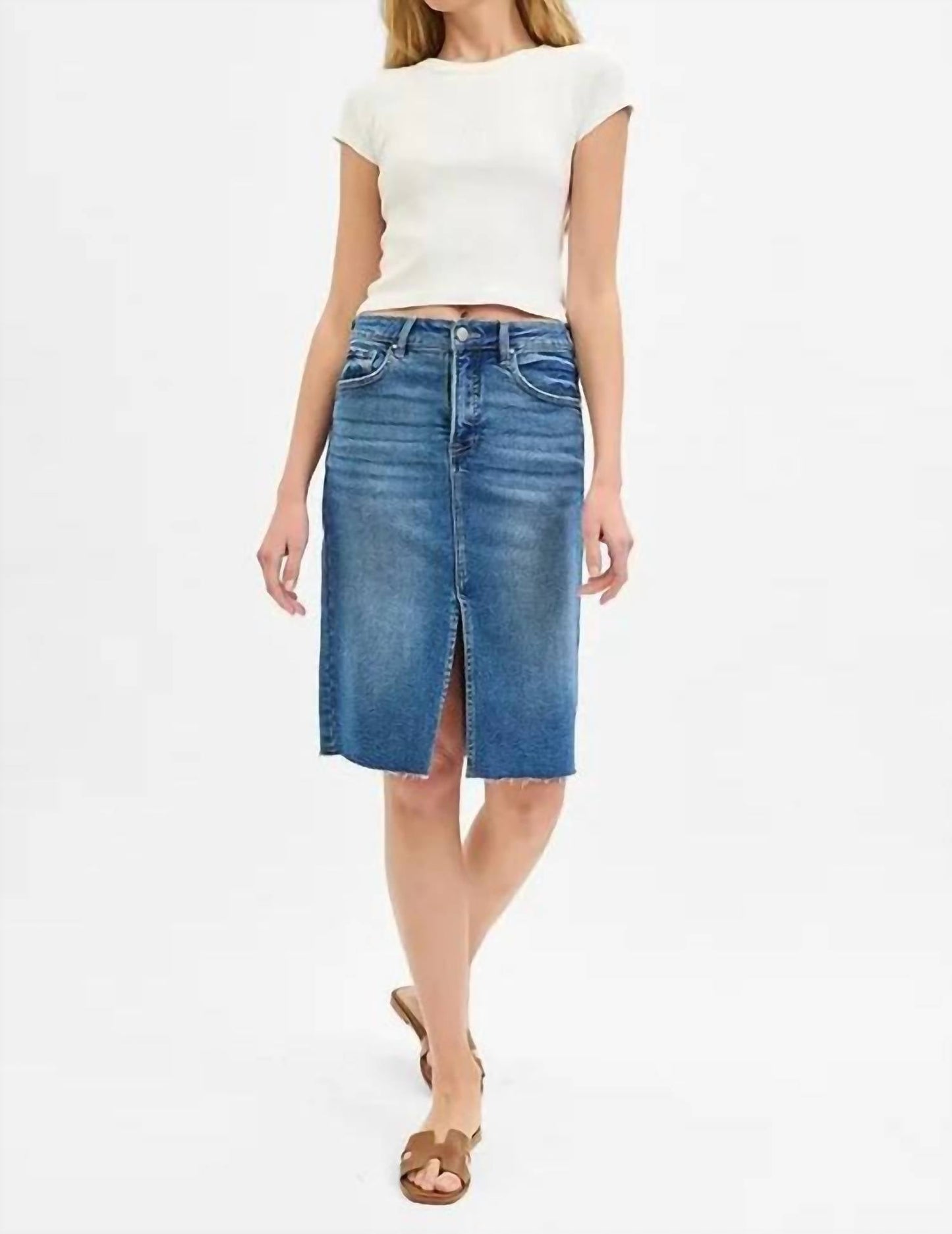 Trendsi - Risen Full Size High Rise Front Slit Pencil Skirts Plus Size
