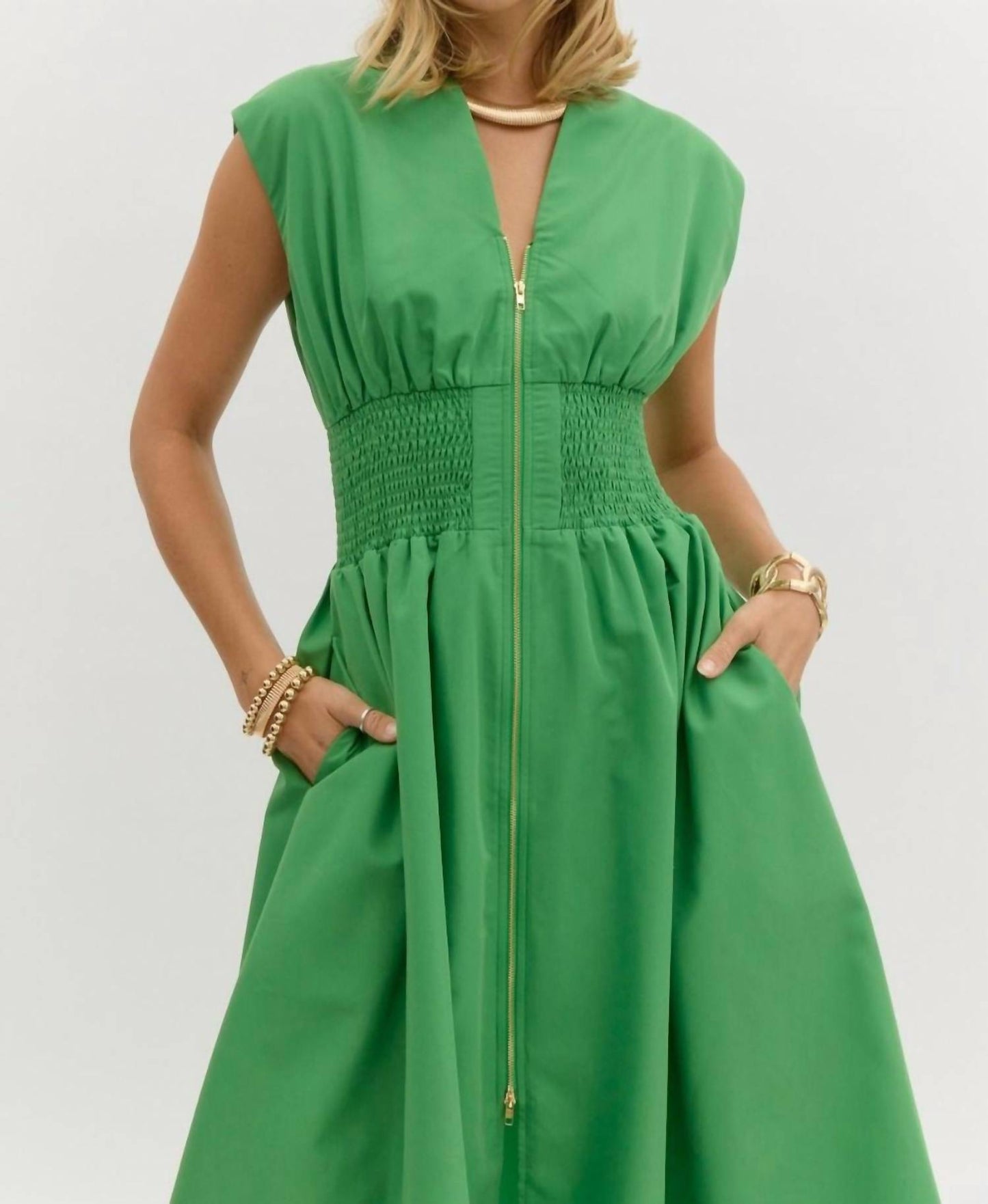 Entro - Smocked Waist Midi Dress