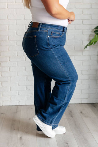 Judy Blue - Calça Jeans Vintage de Cintura Alta e Perna Larga