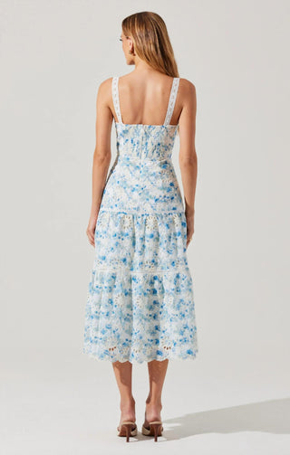 Astr - Vestido midi com ilhós floral Pellagia