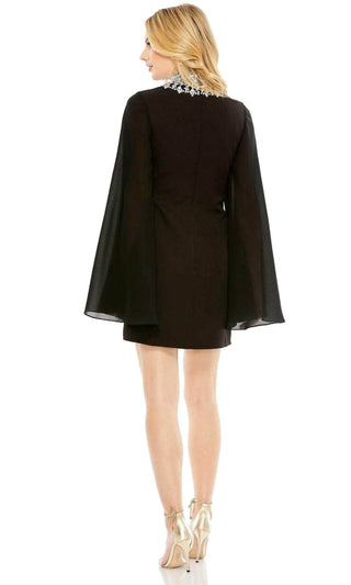 Ieena For Mac Duggal - Vestido de coquetel com decote em strass e manga quimono