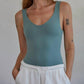 By Together - Women's Double Layered Seamless V Neck Sleeveless Bodysuit