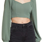 VERO MODA Saga Sweetheart Neck Crop Top in Laurel Wreath, Size Medium